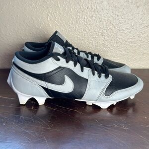 Nike Jordan 1 TD Men Football Cleats Low Shadow Black Smoke Grey Sz 10